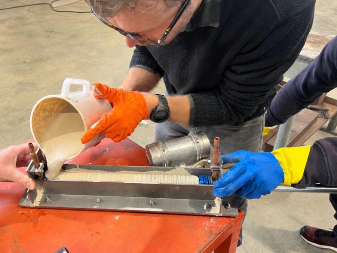 Geopolymer samples prepared for laboratory testing